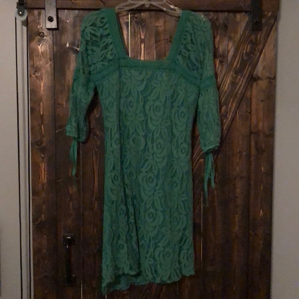 Emerald green lace dress